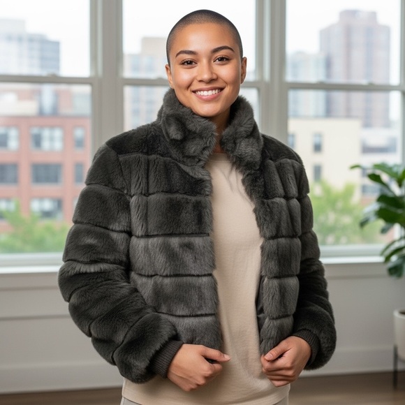 H&M Charcoal Teddy Jacket - Picture 1 of 9